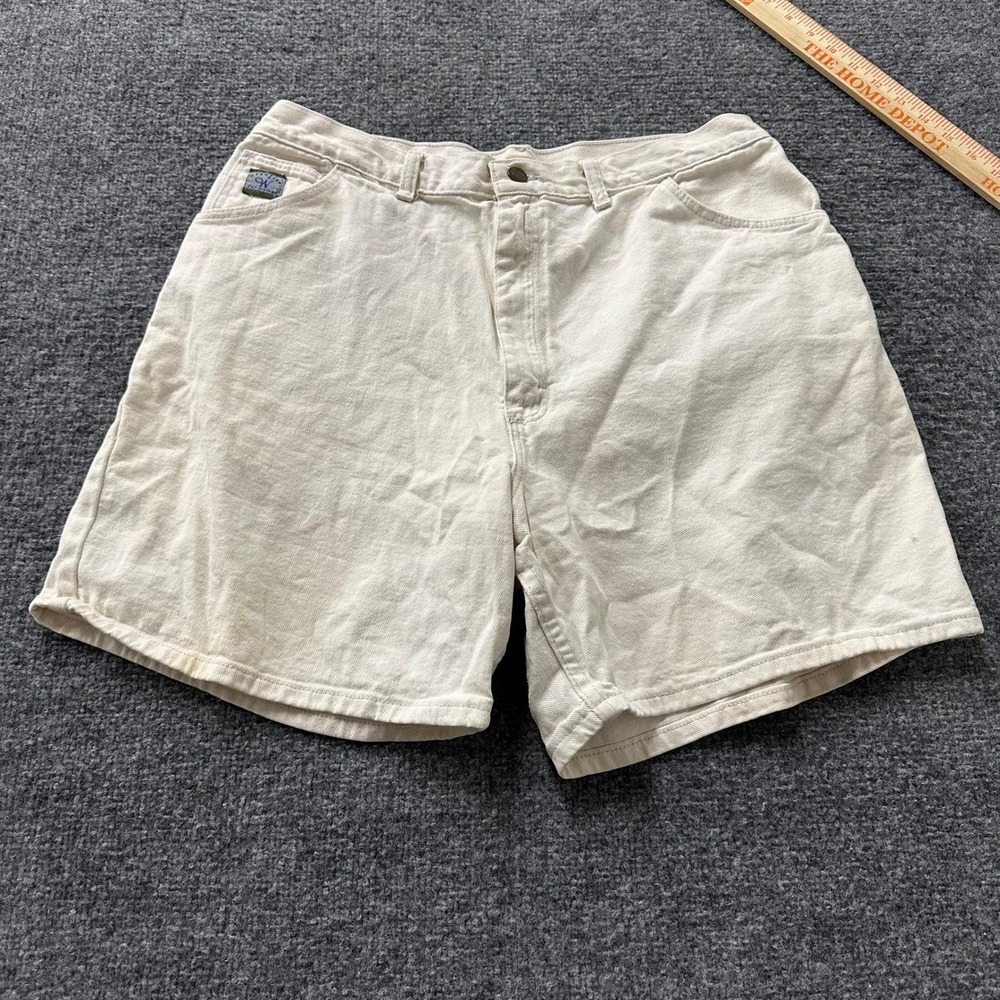 Wrangler Shorts Womens Size 12 Cream Denim High Waisted Relaxed USA Vintage